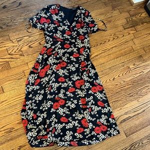 Midi Floral Madewell Dress : navy blue 8